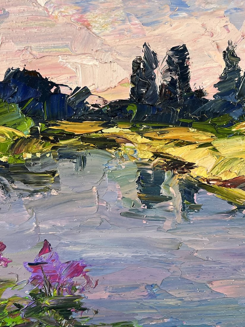 Oil painting Lilacs grow by the river Boris Serdyuk - 6