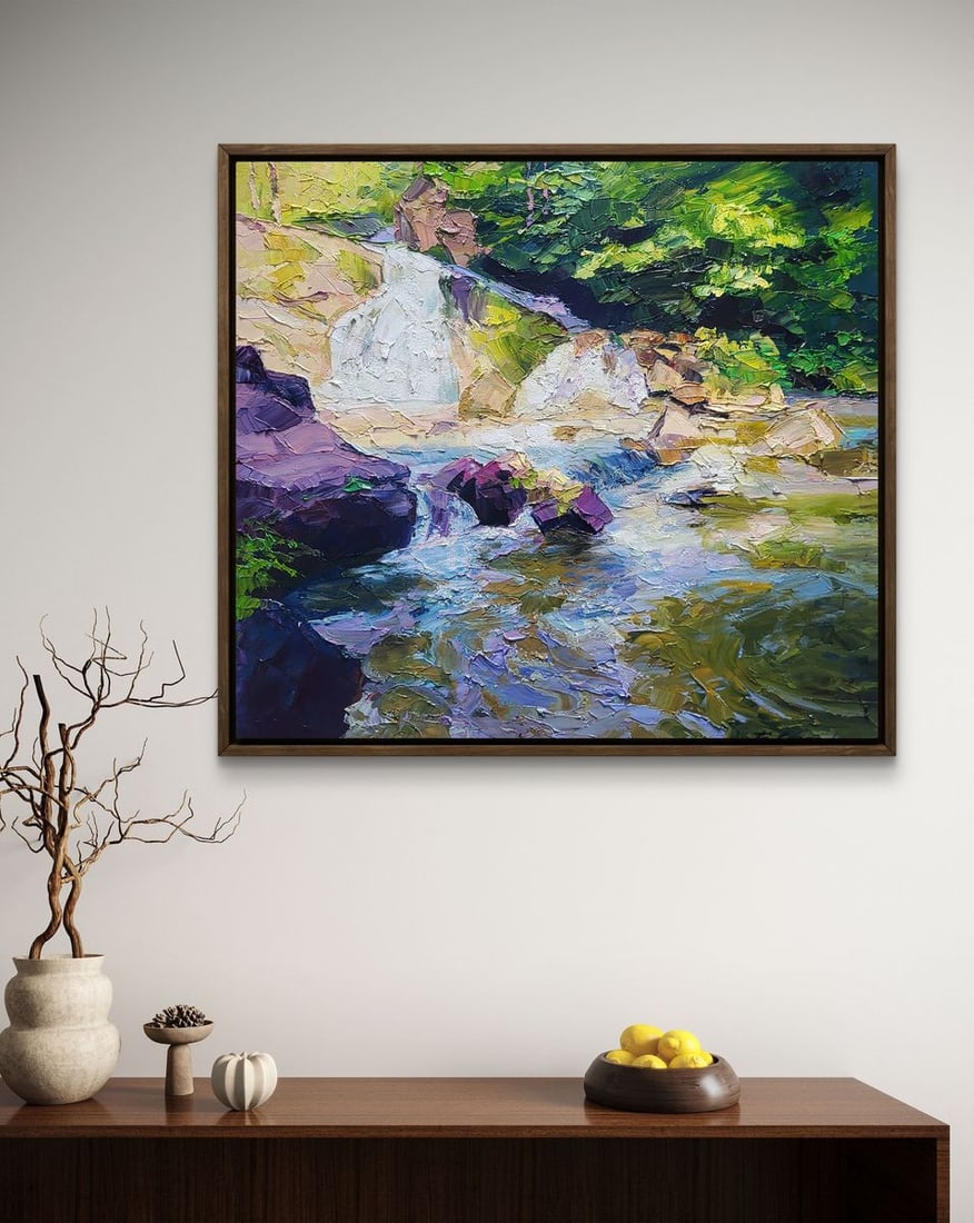 Oil painting Waterfall in Nature Boris Serdyuk - 2