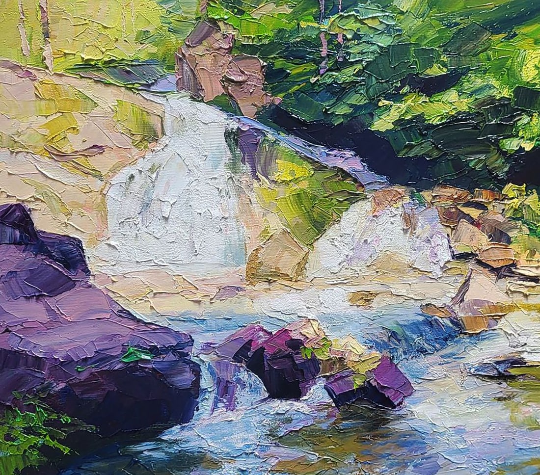 Oil painting Waterfall in Nature Boris Serdyuk - 4