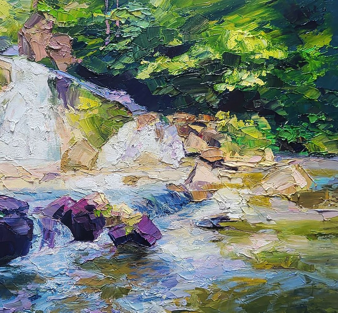 Oil painting Waterfall in Nature Boris Serdyuk - 5