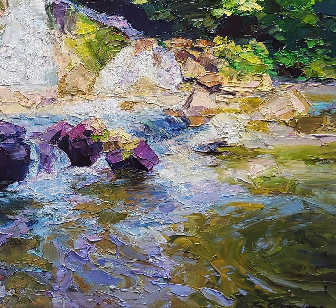 Oil painting Waterfall in Nature Boris Serdyuk - 7