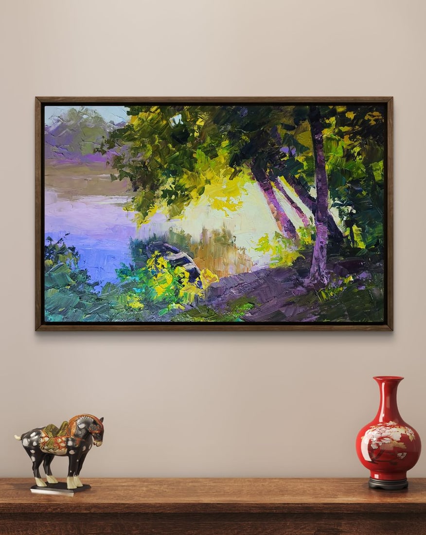 Oil painting Evening in the Forest by the River Boris Serdyuk - 2