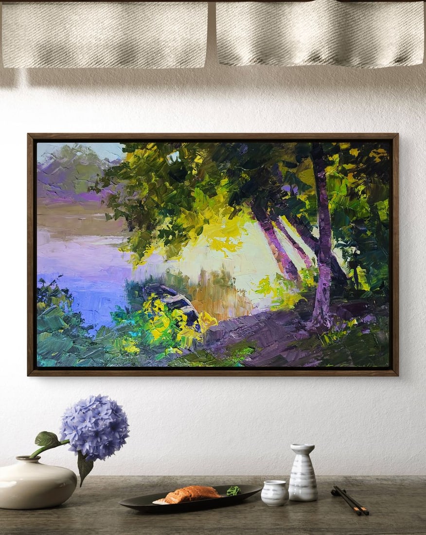 Oil painting Evening in the Forest by the River Boris Serdyuk - 3