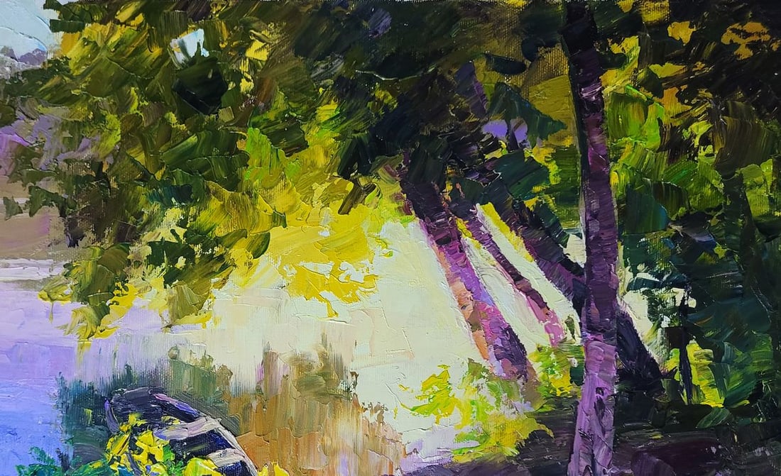 Oil painting Evening in the Forest by the River Boris Serdyuk - 5