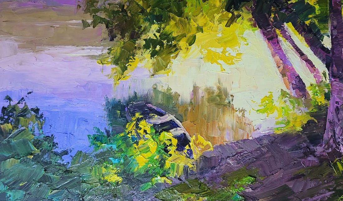 Oil painting Evening in the Forest by the River Boris Serdyuk - 6