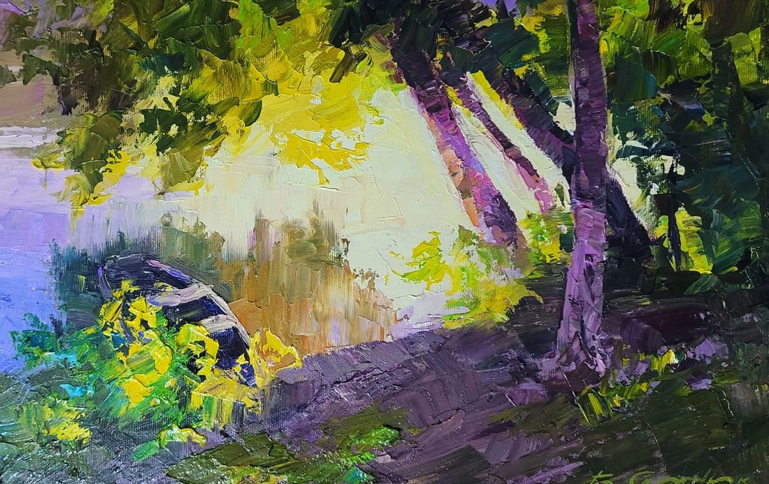 Oil painting Evening in the Forest by the River Boris Serdyuk - 7