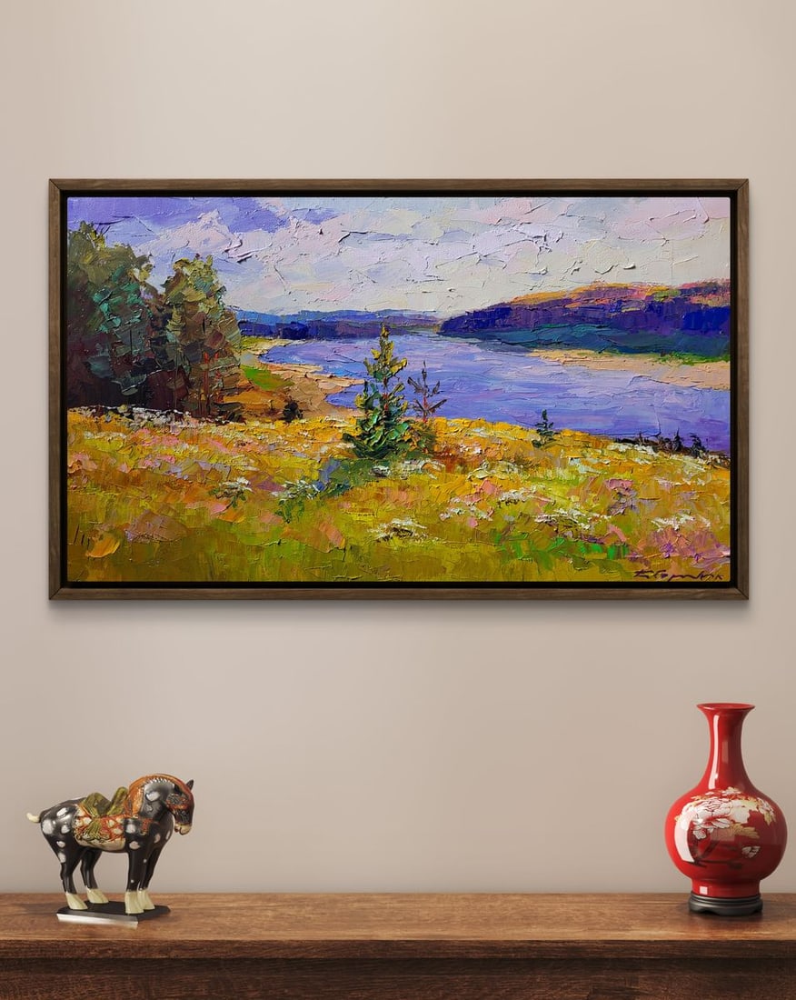 Oil painting View of Fields by the River Boris Serdyuk - 2