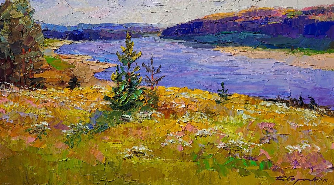 Oil painting View of Fields by the River Boris Serdyuk - 7