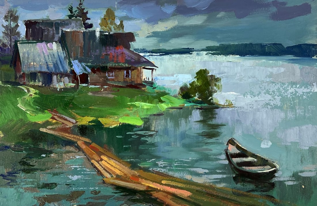 Oil painting House on the River Bank Yuriy Suprunchuk - 3