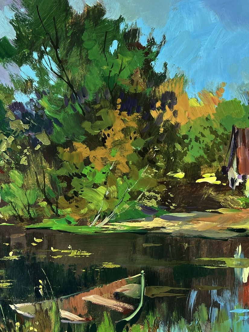 Oil painting Quiet House on the River Bank Yuriy Suprunchuk - 4
