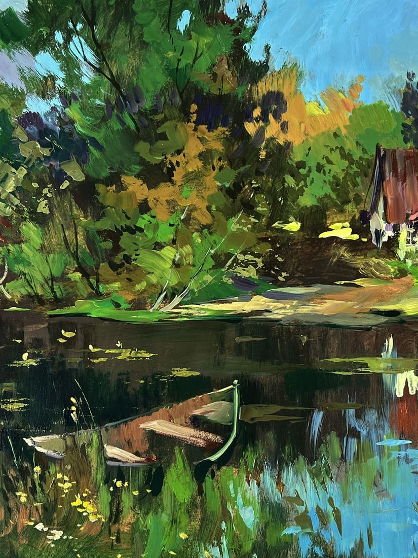 Oil painting Quiet House on the River Bank Yuriy Suprunchuk - 5