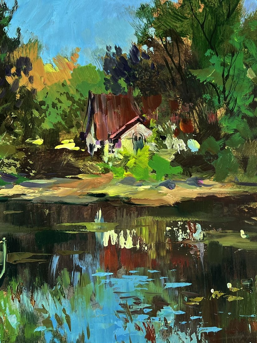 Oil painting Quiet House on the River Bank Yuriy Suprunchuk - 8