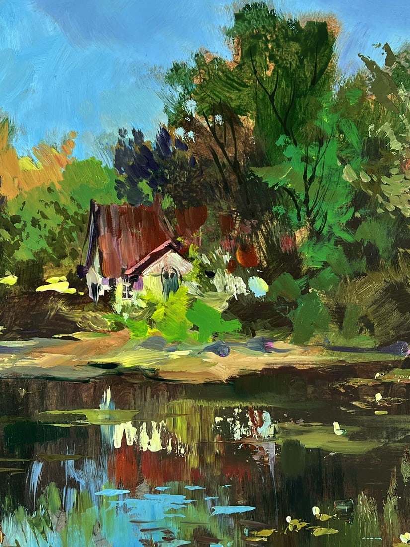 Oil painting Quiet House on the River Bank Yuriy Suprunchuk - 9