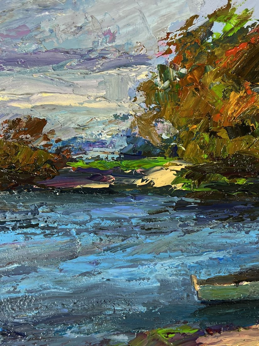 Oil painting A boat on the river bank Boris Serdyuk - 4