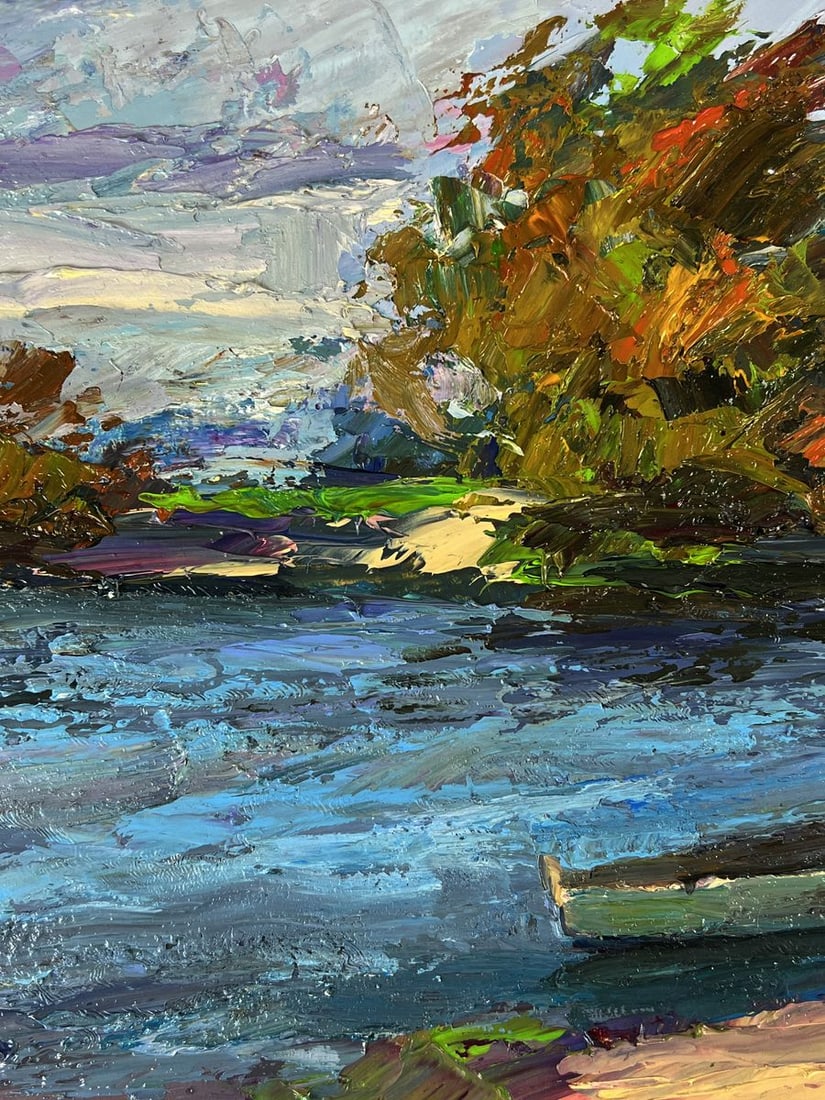 Oil painting A boat on the river bank Boris Serdyuk - 5