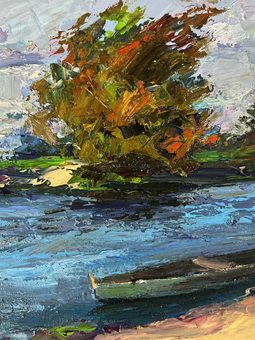 Oil painting A boat on the river bank Boris Serdyuk - 6