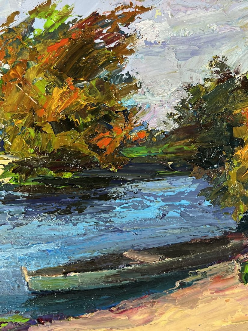 Oil painting A boat on the river bank Boris Serdyuk - 8