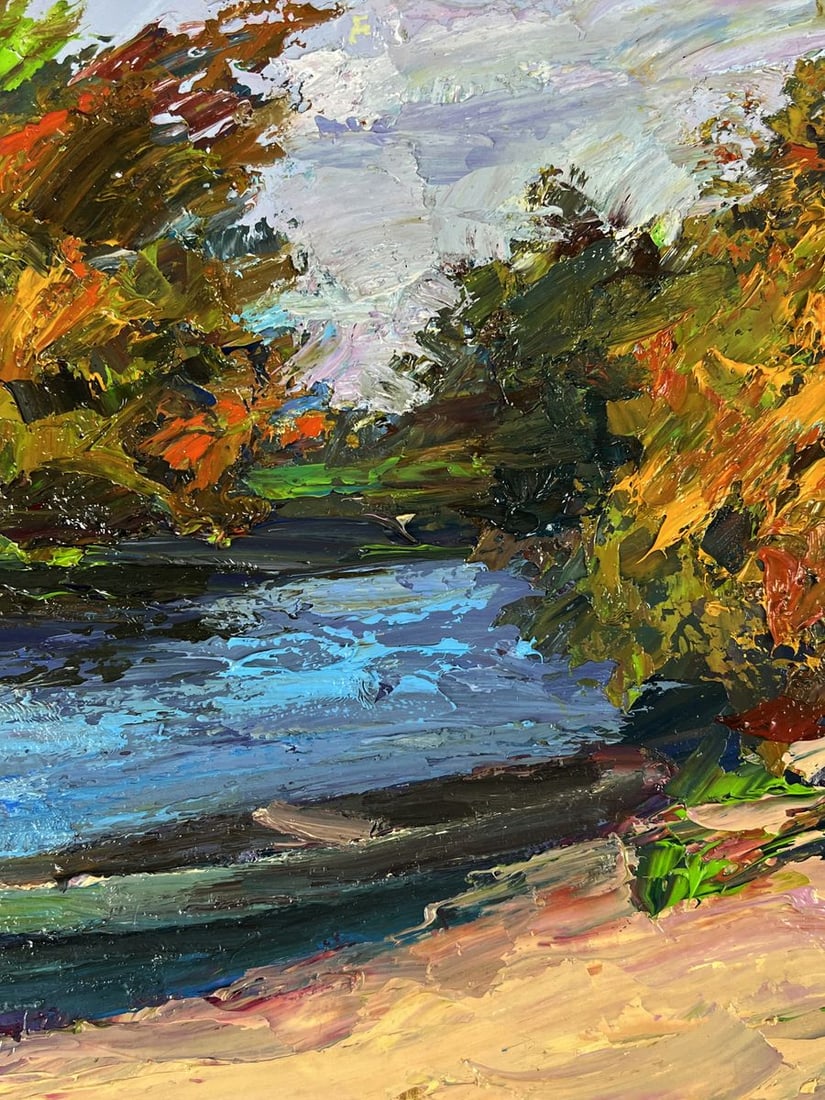 Oil painting A boat on the river bank Boris Serdyuk - 9