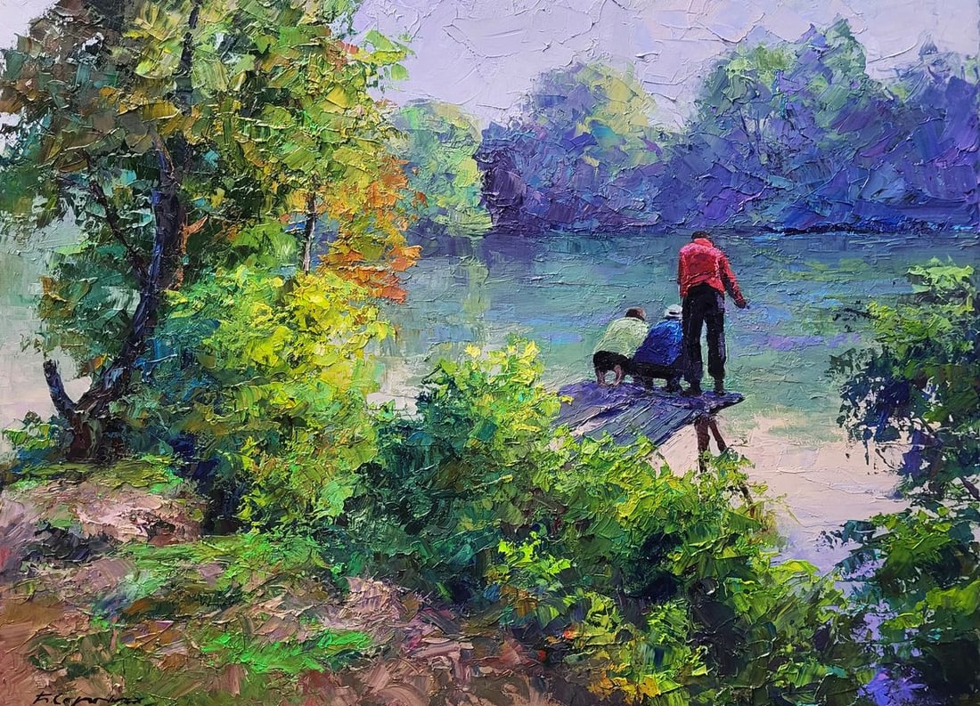 Oil painting On morning fishing Boris Serdyuk: Title : Oil painting On morning fishing Boris Serdyuk Description: No.SERB 1258*** ABOUT THIS PAINTING **** TITLE: "On morning fishing" * ARTISTS: Boris Serdyuk* SIZE: 55?75 cm/'21.65x29.52 inches' * 