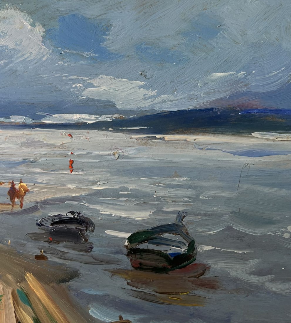 Oil painting Boats on the river bank Yuriy Suprunchuk - 5