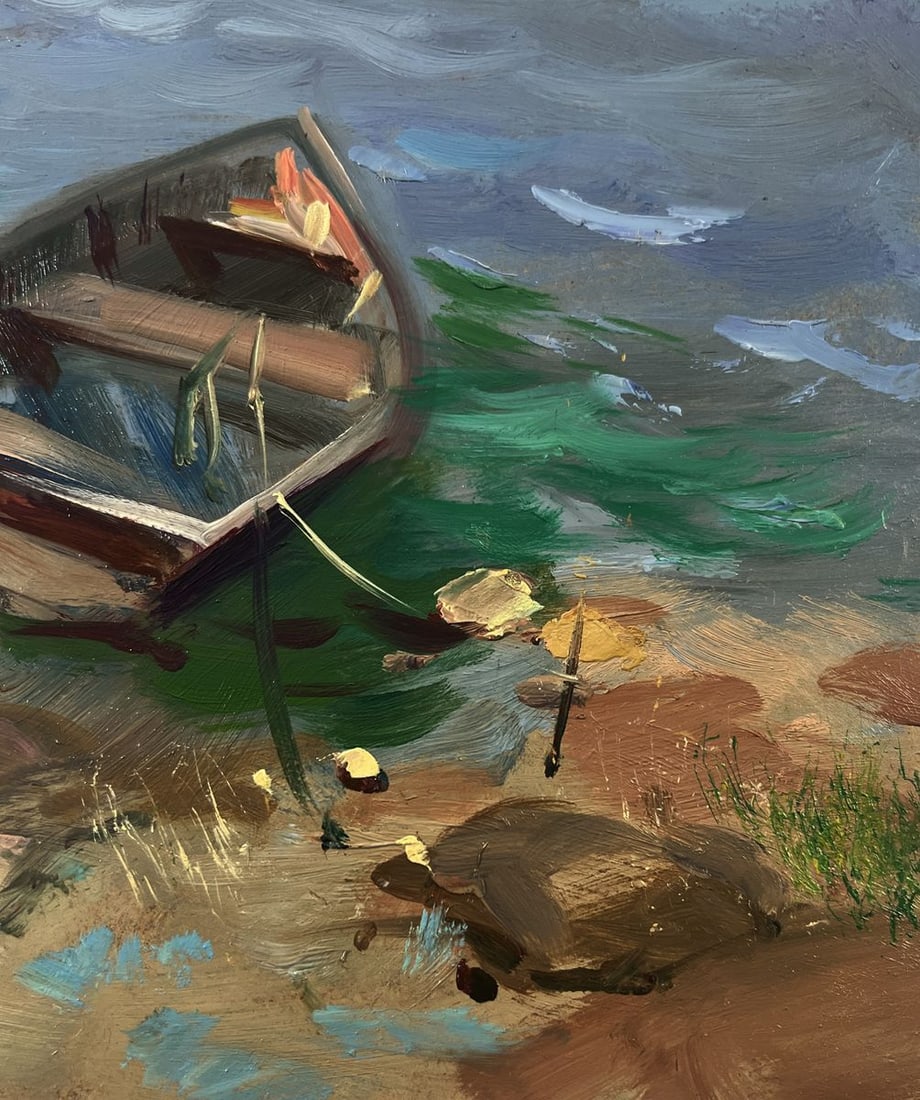 Oil painting Boats on the river bank Yuriy Suprunchuk - 9