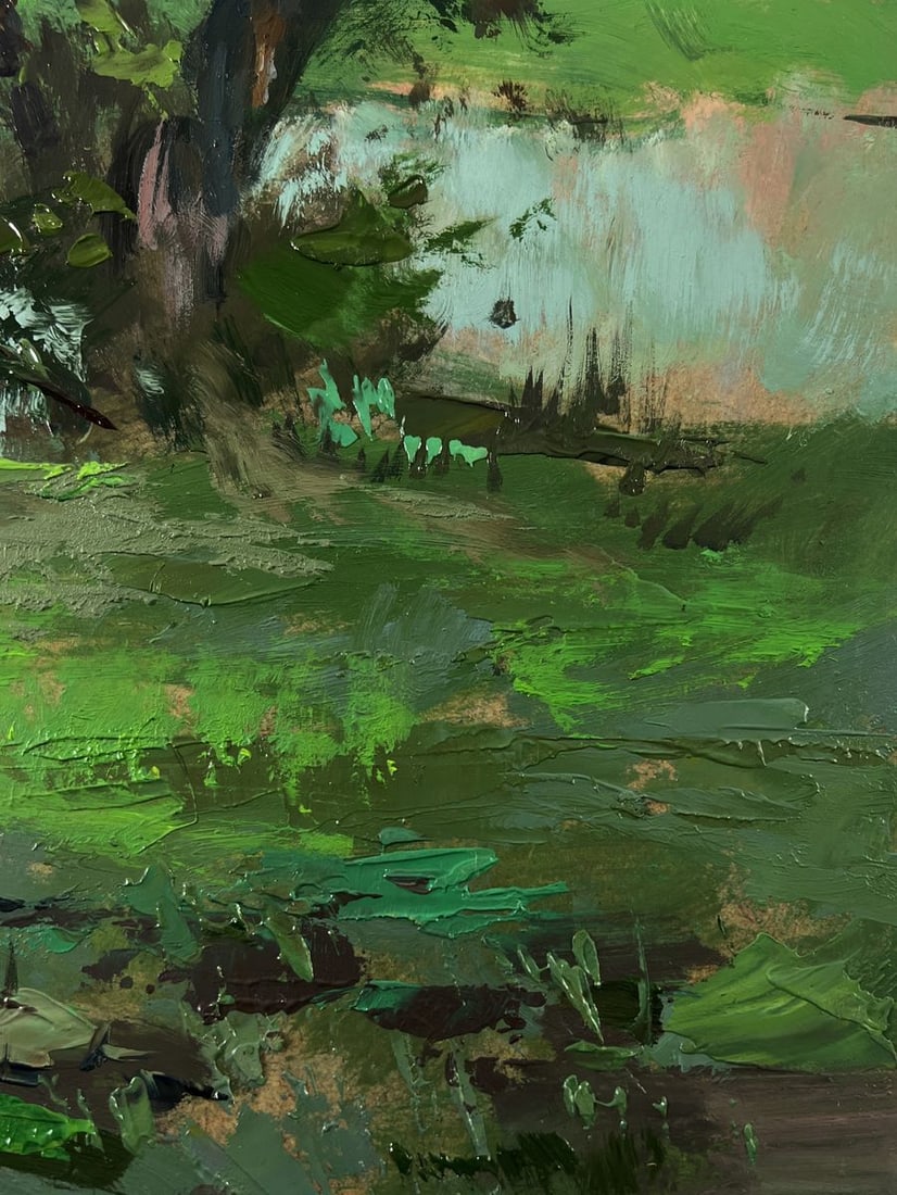 Oil painting Village river with two boats Yuriy Suprunchuk - 9