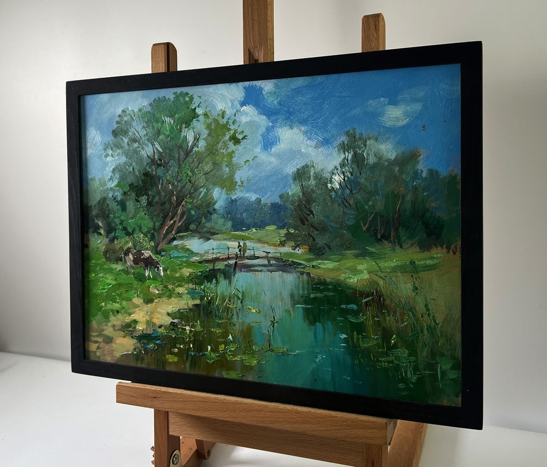 Oil painting Bridge over the river Yuriy Suprunchuk - 2