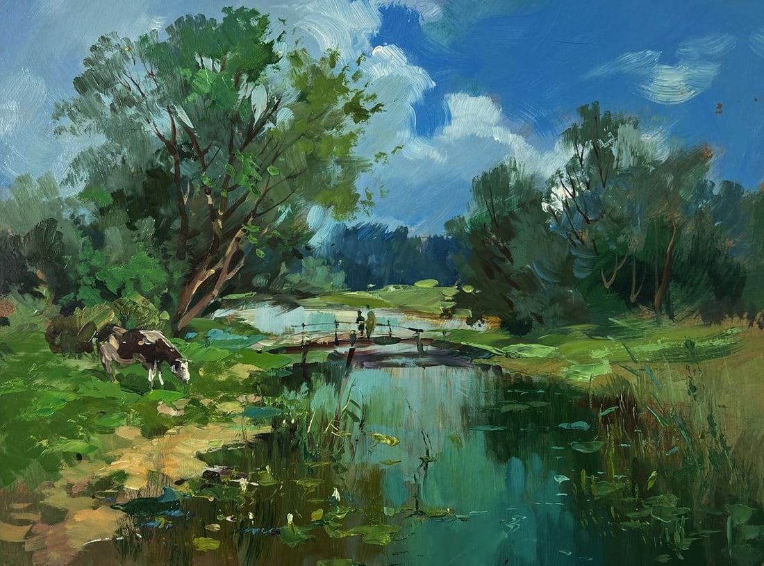 Oil painting Bridge over the river Yuriy Suprunchuk - 3
