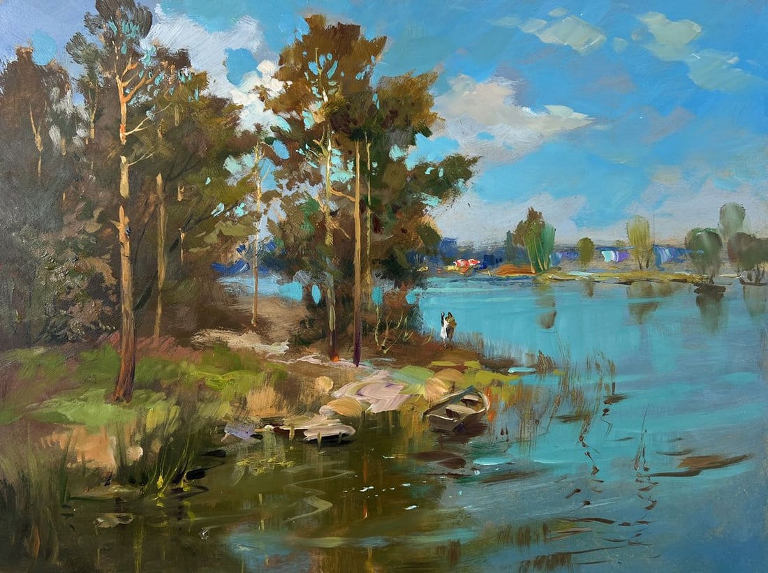 Oil painting The sun and the riverbank Yuriy Suprunchuk - 3