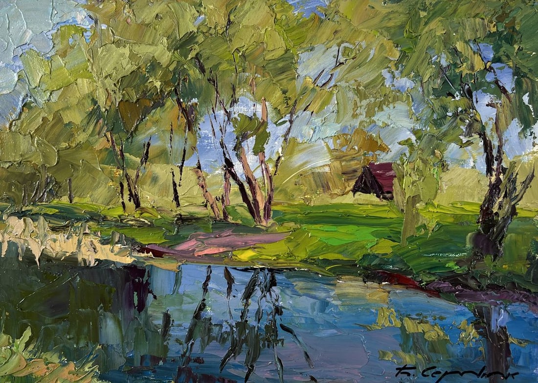 Oil painting Willows over the water Boris Serdyuk - 3
