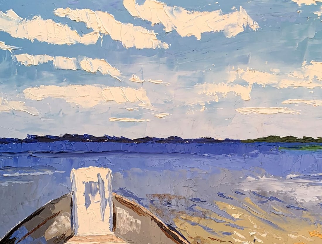 Oil painting Boat on the river Oleksandr Gukalov - 4