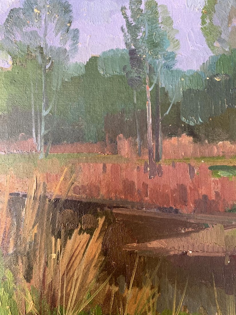 Oil painting There is a river in the forest Peter Tovpev - 6