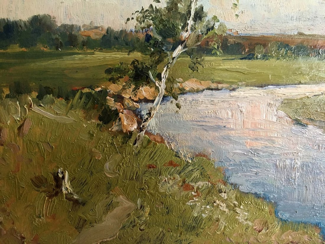 Oil paintign River landscape Sergeyev N. S. - 5