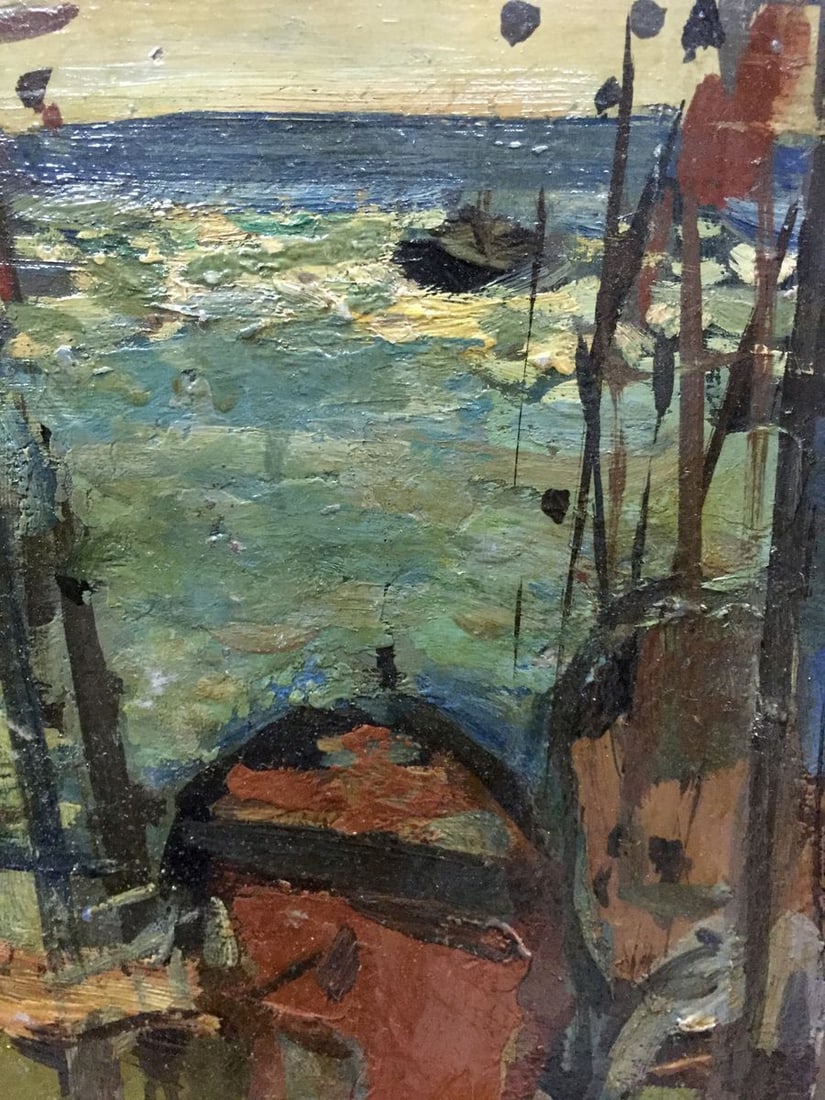 Oil painting River port Karelin Vyacheslav - 4