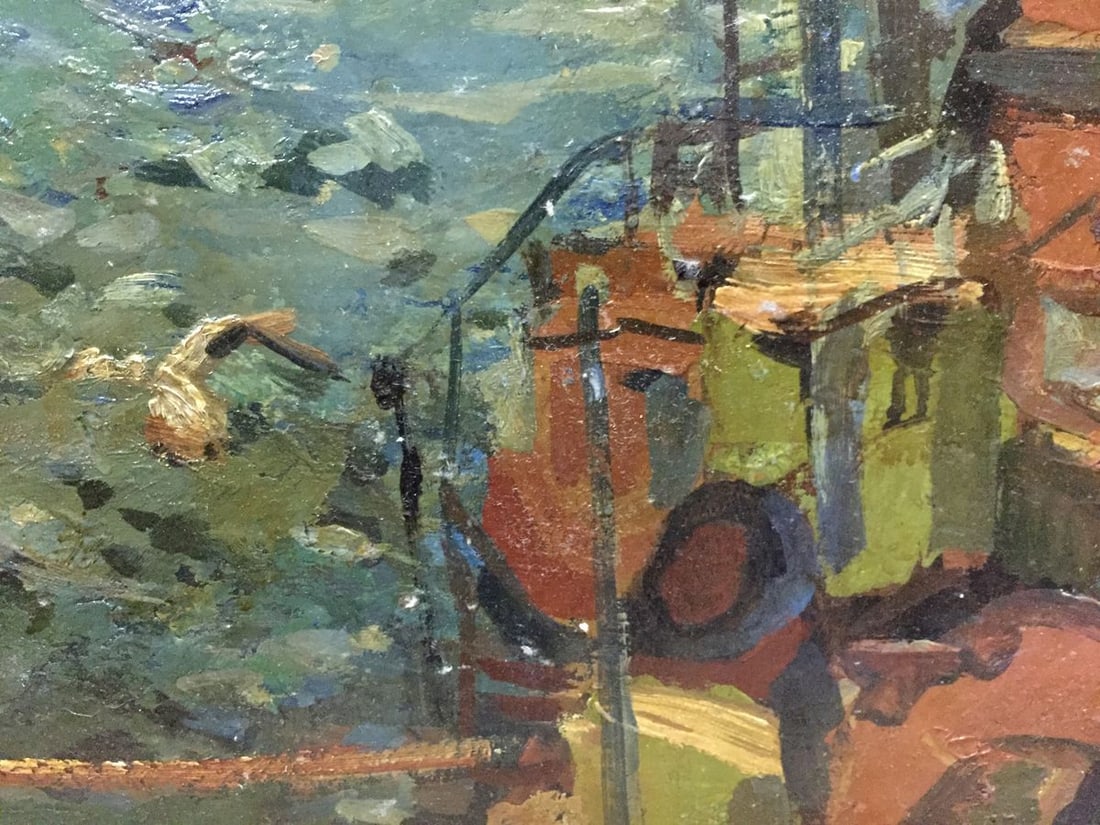 Oil painting River port Karelin Vyacheslav - 5