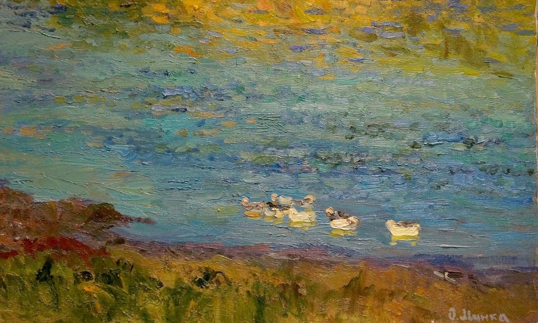 Oil painting River landscape Mynka Alexander Fedorovich - 6