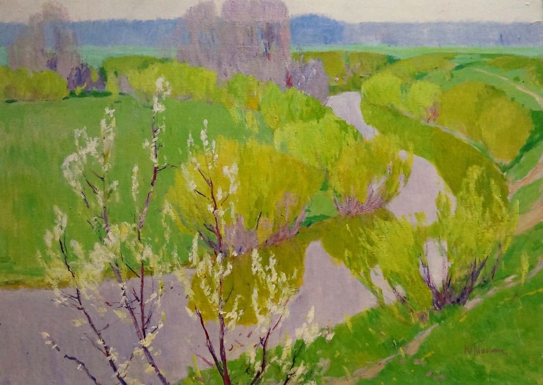 Oil painting River flows Tolpekin Yu.: Title : Oil painting River flows Tolpekin Yu. Description: No.Vern 575 *** ABOUT THIS PAINTING *** * TITLE: "River flows" * ARTISTS: Tolpekin Yu. * SIZE: 70x50 cm/'27.55x19.68 inches' * MEDIUM: oil, c