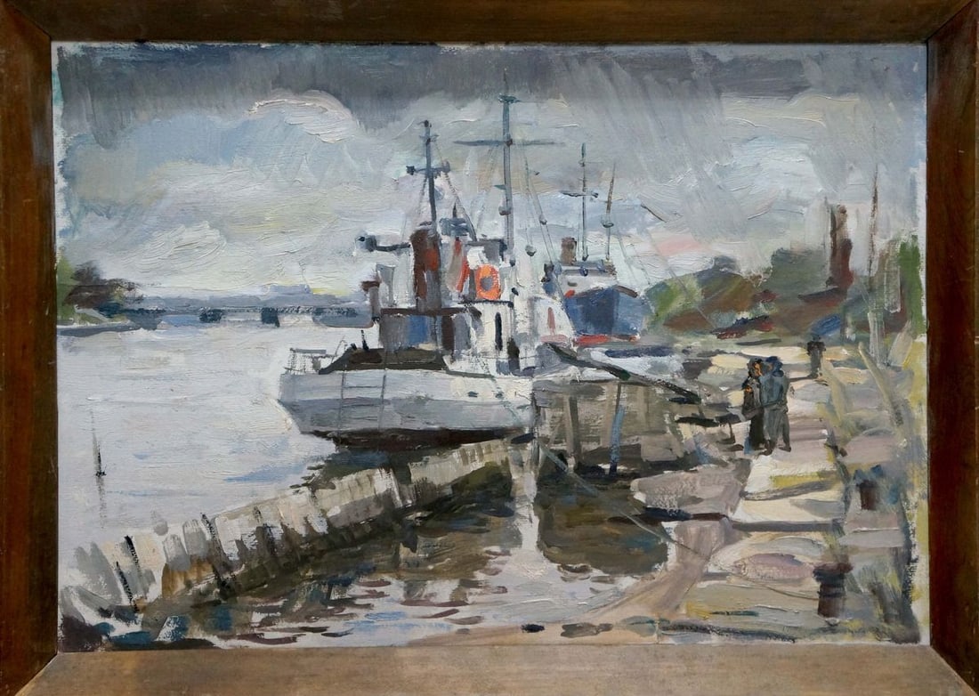 Oil painting In Port: Title : Oil painting In Port Description: No.Vern 1533 *** ABOUT THIS PAINTING *** * TITLE: "In Port" * ARTISTS: Unknown artist * SIZE: 35x49 cm/'13.77x19.29 inches', frame size: 38x53 cm/'14.96x20.86