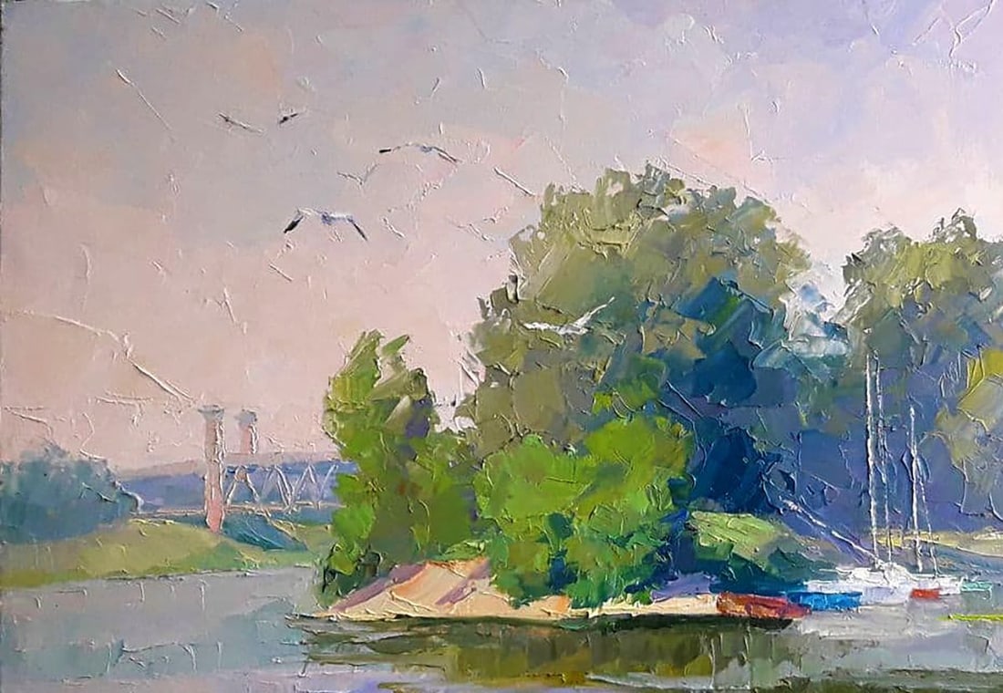 Oil painting Yachts on the Dnieper Serdyuk Boris Petrovich - 2