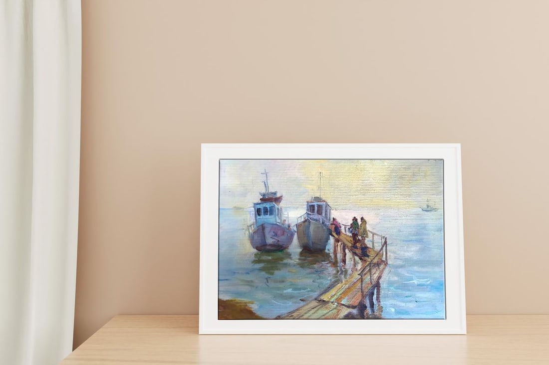 Oil painting On the pier Wihyrovskii Victor - 2