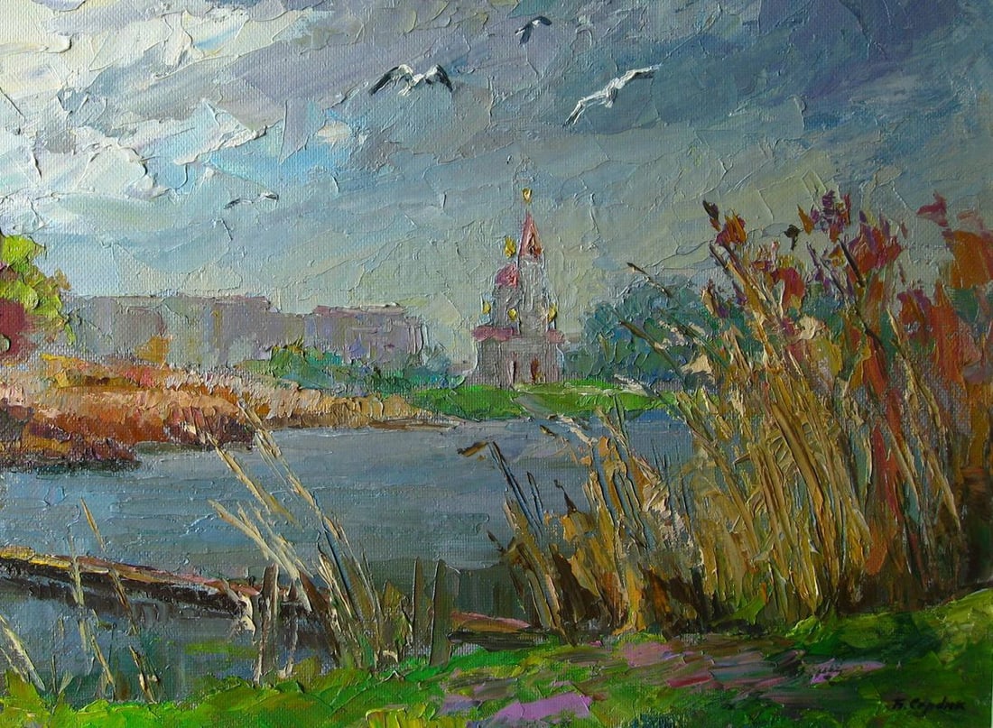 Oil painting Gulls over the river. Dry Kagamlyk / Serdyuk Boris Petrovich - 3