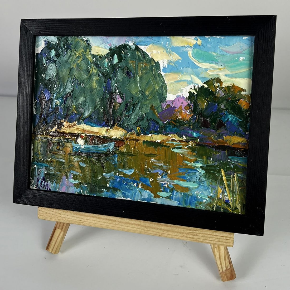 Oil painting On a boat by a quiet river Oleksiy Ivanyuk - 2