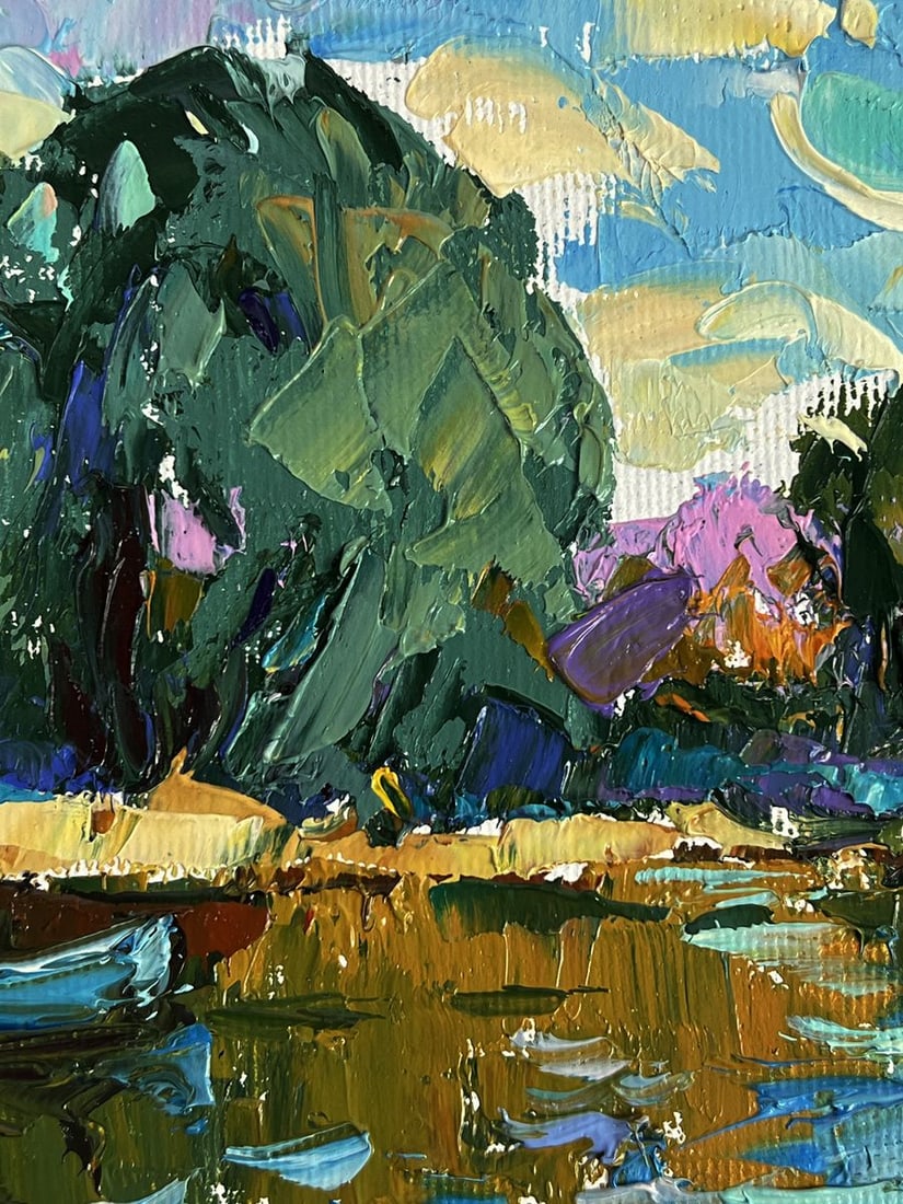 Oil painting On a boat by a quiet river Oleksiy Ivanyuk - 7