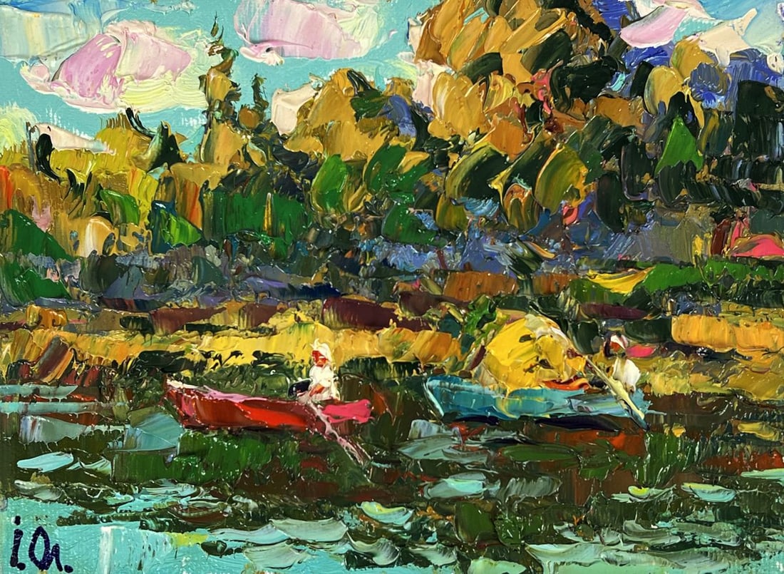 Oil painting On boats along the river Oleksiy Ivanyuk - 3