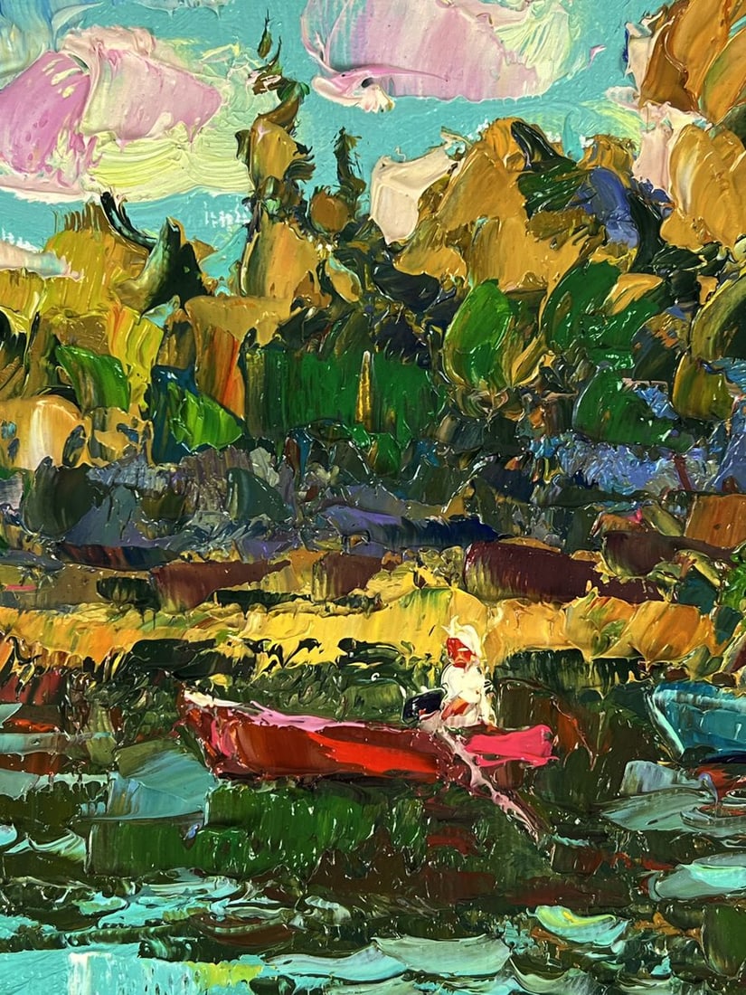 Oil painting On boats along the river Oleksiy Ivanyuk - 4