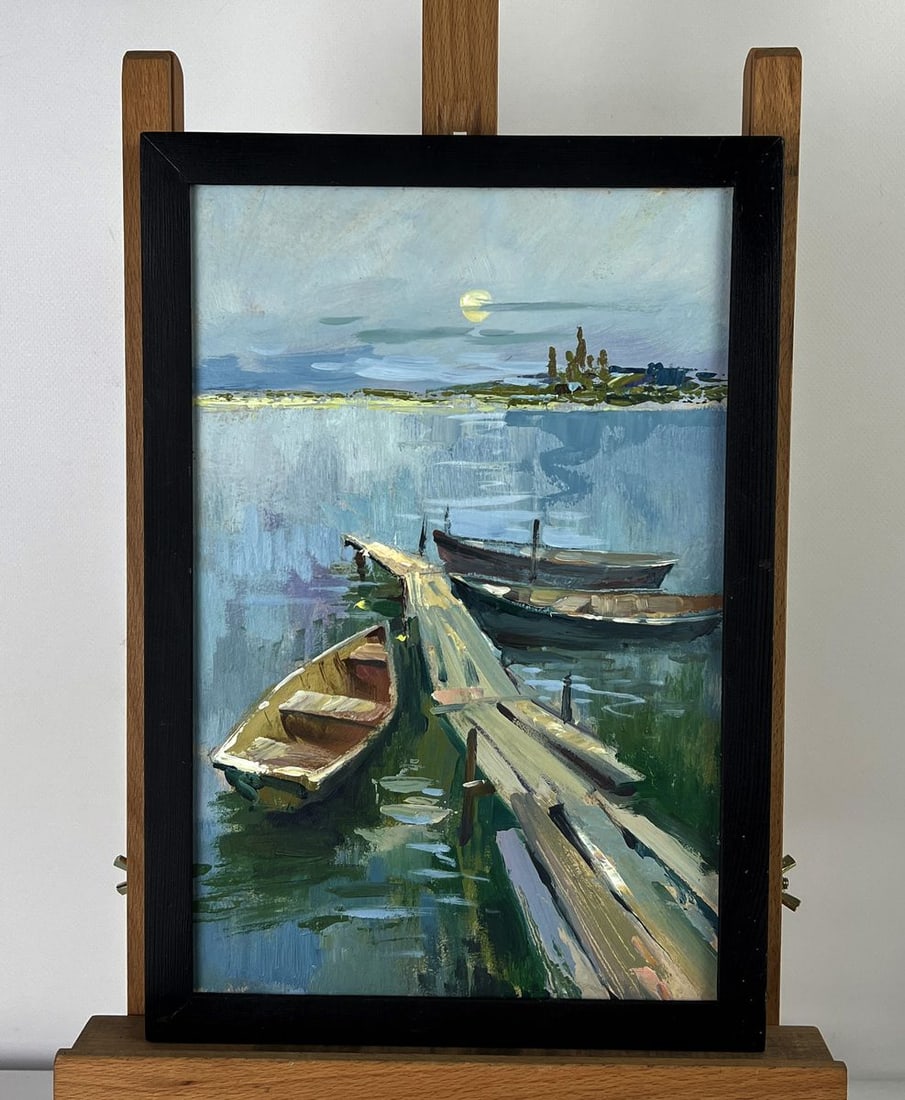 Oil painting Boats on the river banks Yuriy Suprunchuk: Title : Oil painting Boats on the river banks Yuriy Suprunchuk Description: No.AAA6246*** ABOUT THIS PAINTING **** TITLE: "Boats on the river banks"* ARTISTS: Yuriy Suprunchuk* SIZE: 30x20 cm/11.81x7.