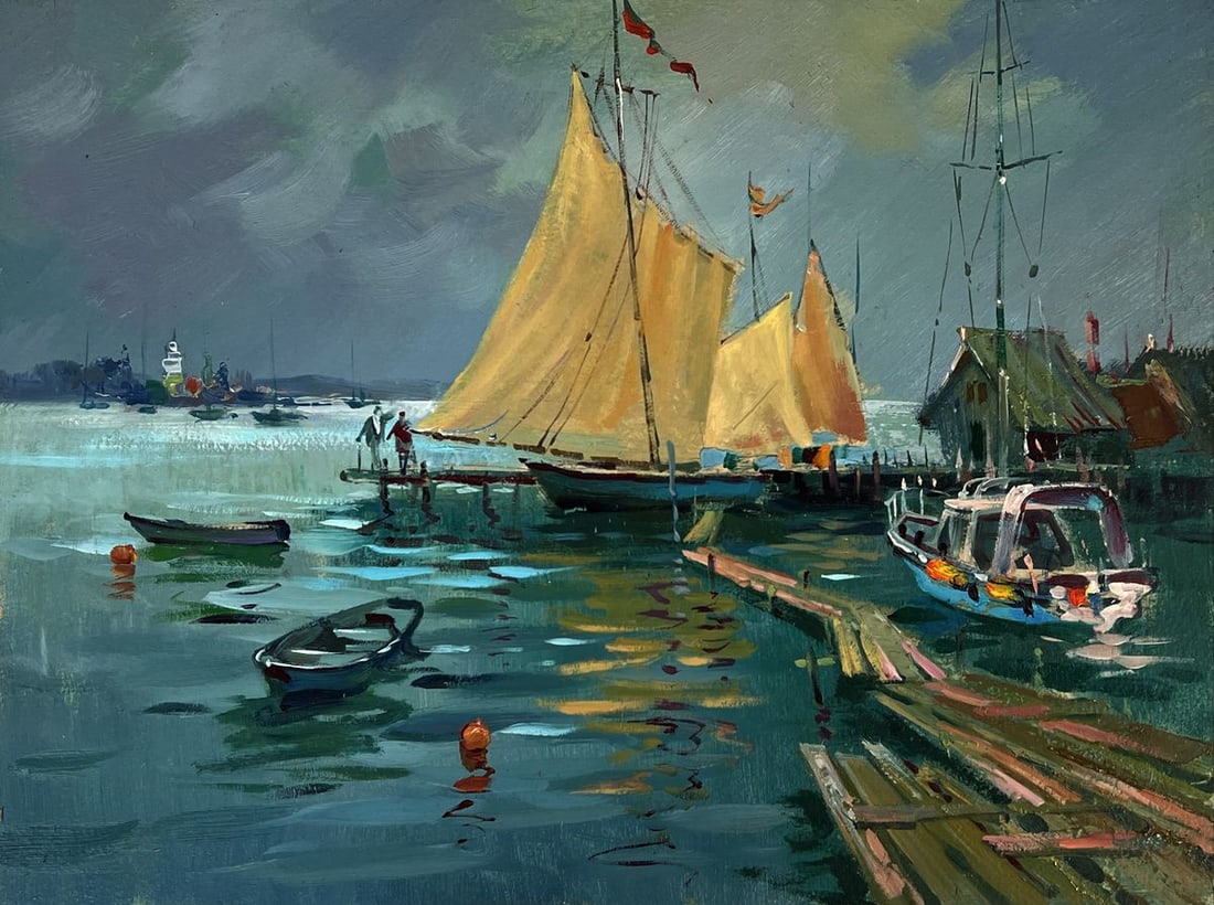 Oil painting A quiet evening boat port Yuriy Suprunchuk - 3