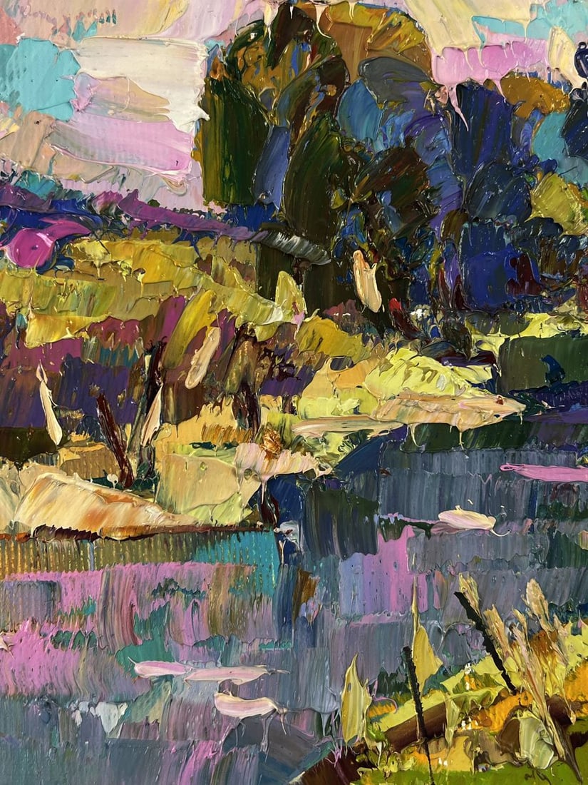 Oil painting In the morning in a boat on the river Oleksiy Ivanyuk - 4