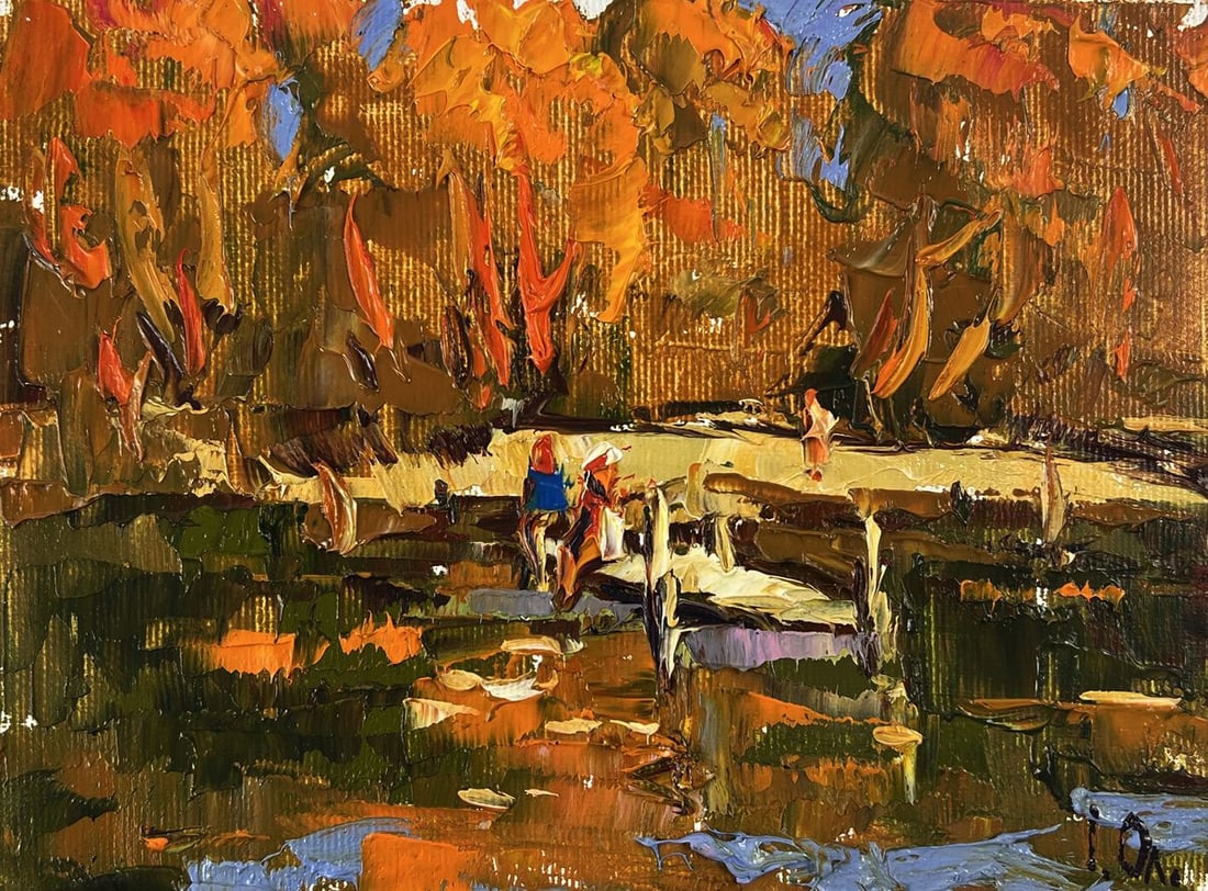 Oil painting Sunny day by the river Oleksiy Ivanyuk - 3