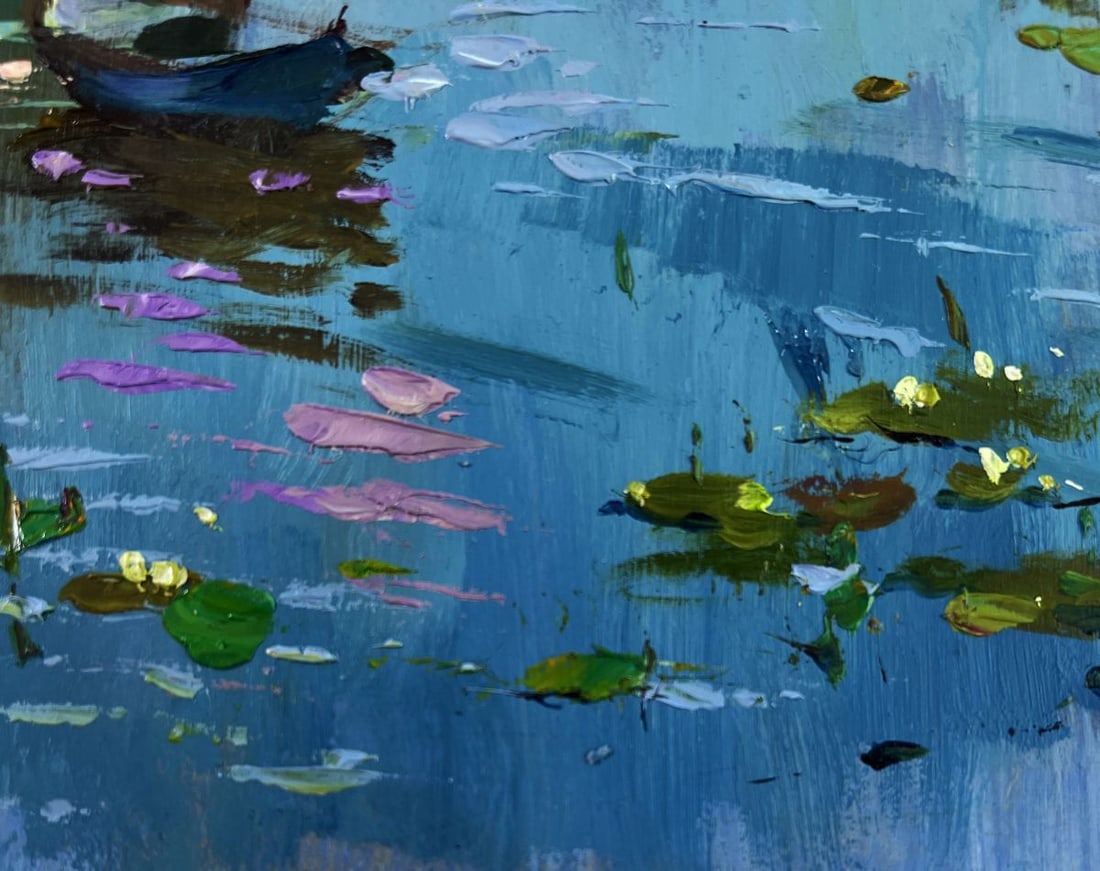 Oil painting River carries a boat through silence Yuriy Suprunchuk - 8